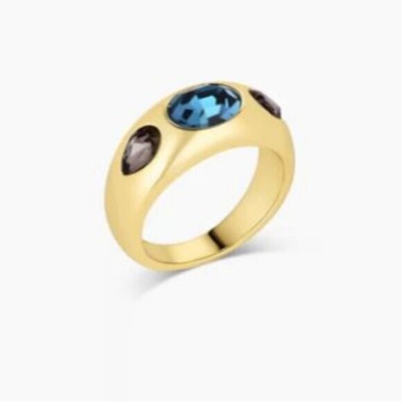 Gorjana Band Ring Nova Gold Plated Crystal Blue Sz.8 - Picture 4 of 11